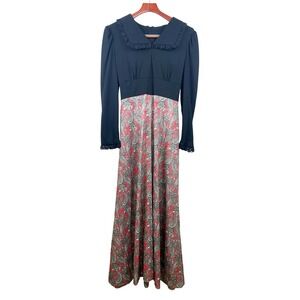 70s Vintage Handmade Womens Dress Sz S Boho Hippie Whimsigoth Festival Maxi Lace